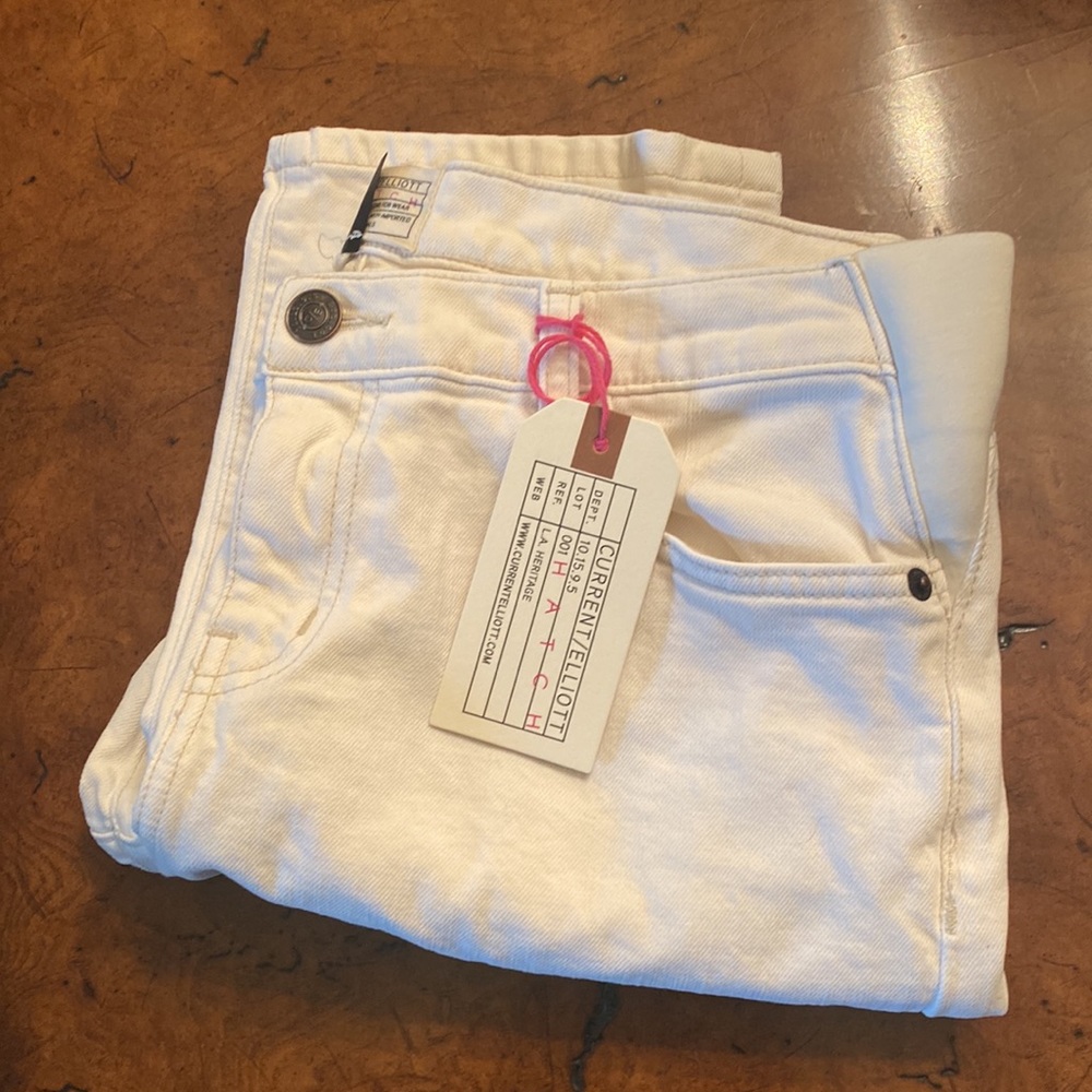 Hatch maternity kick flare crop white pants 27